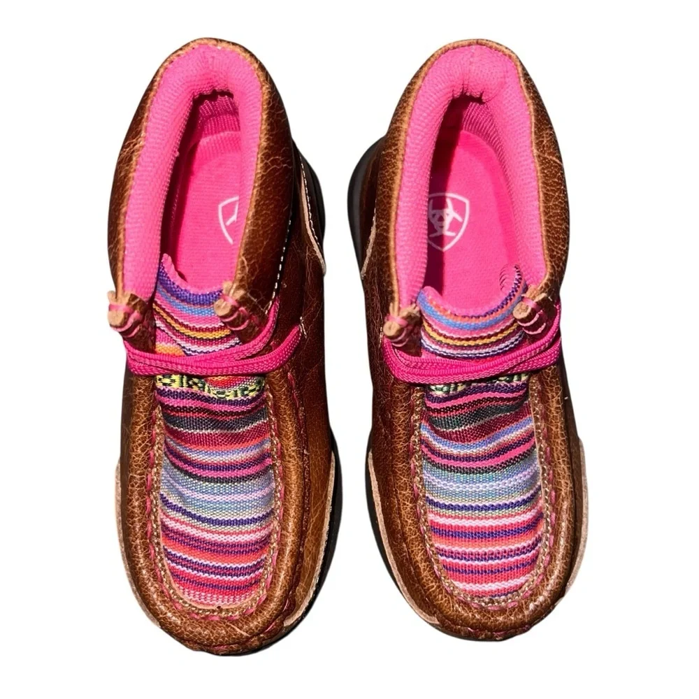 NWOT Ariat Lil' Stompers Toddler Aurora Casual Shoes Cowboy Boots Pink Stripes